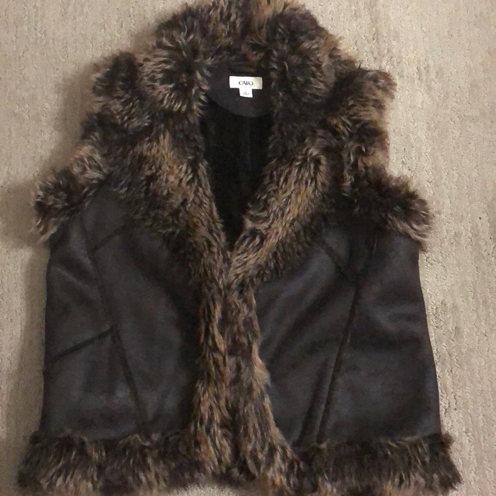 Brown fur vest